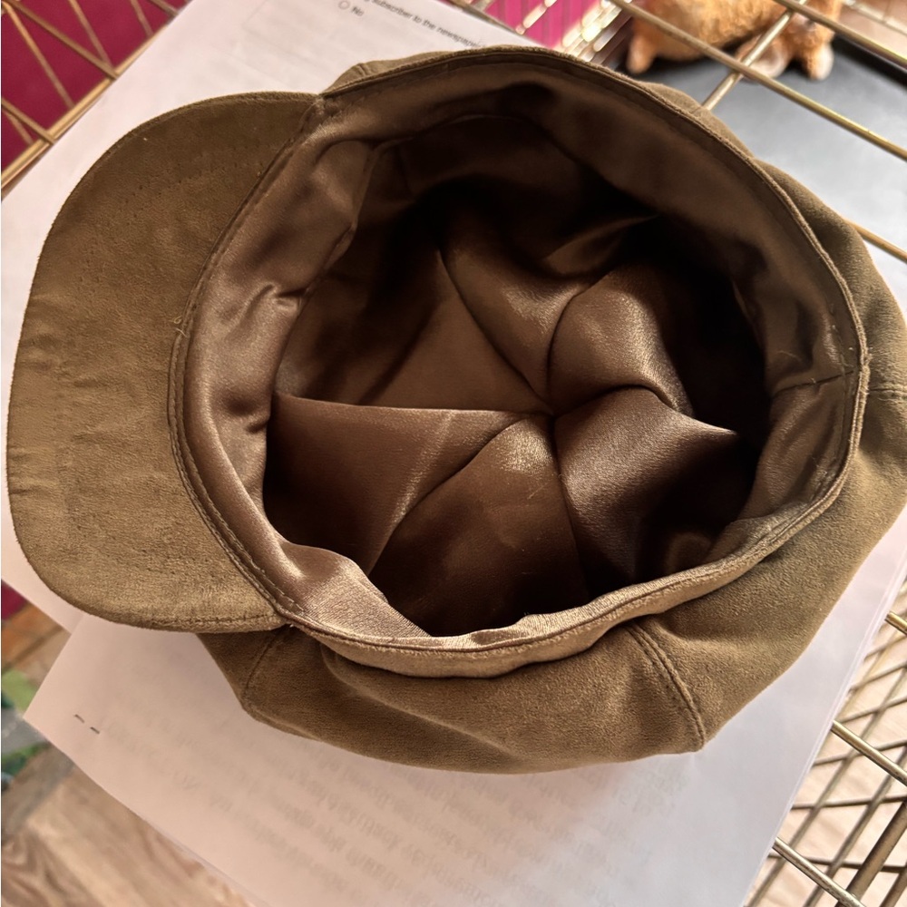 Brown Suede Newsboy Cap - Picture 4 of 4